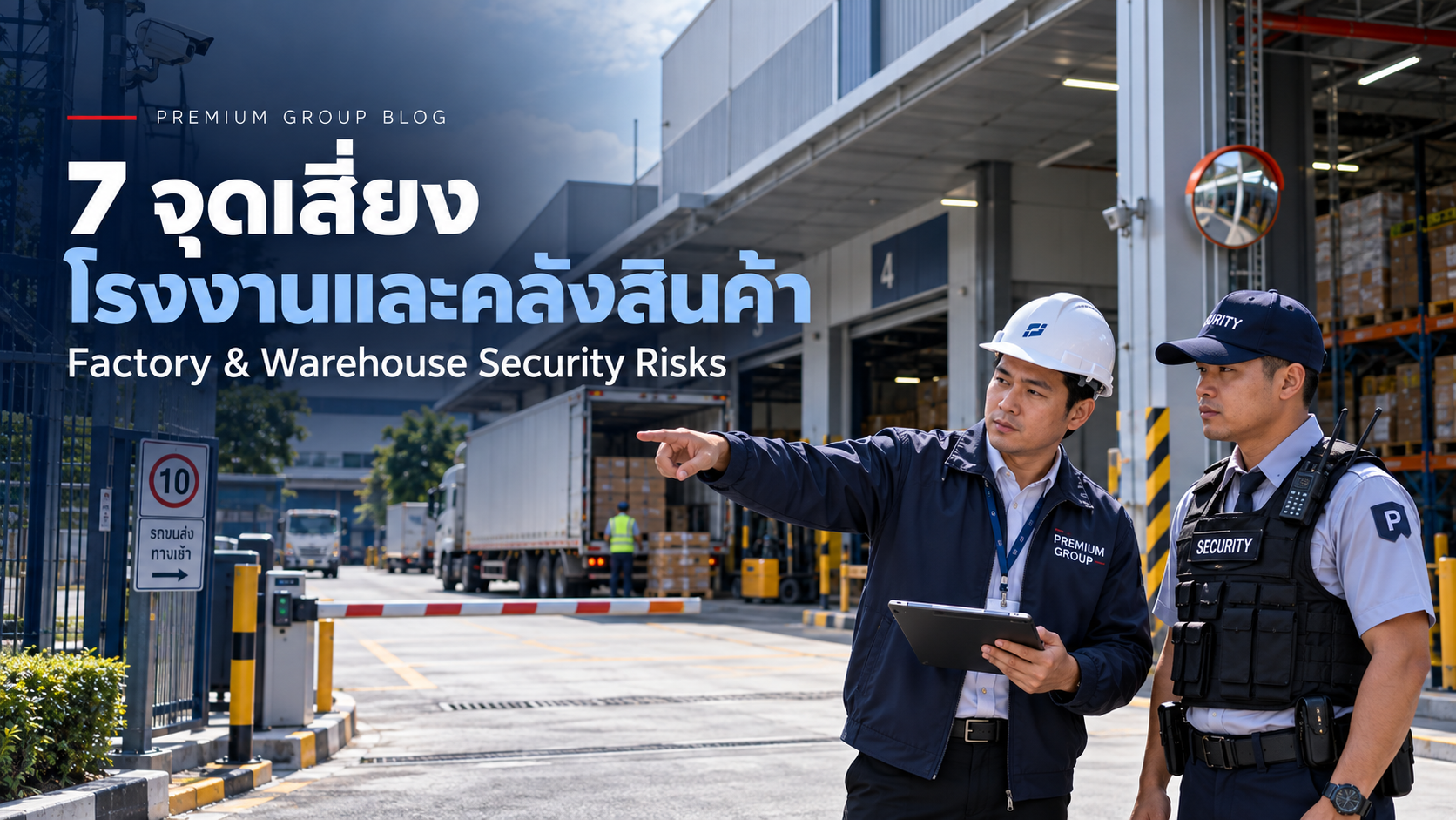 เจ้าหน้าที่รักษาความปลอดภัยตรวจพื้นที่โรงงาน