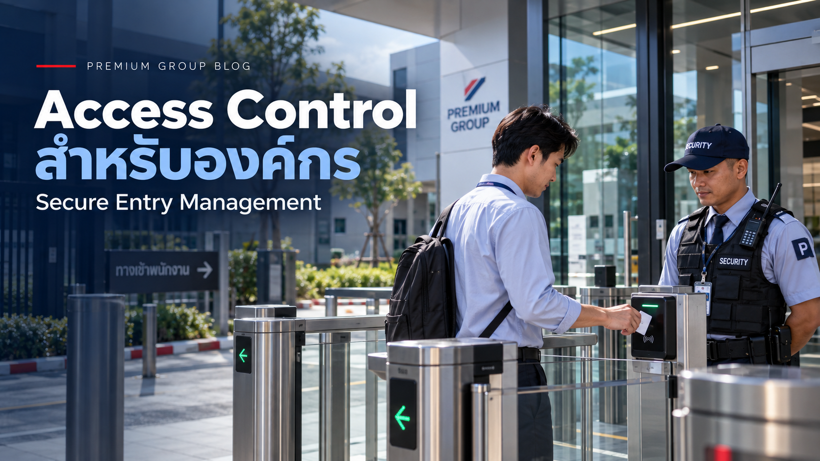พนักงานใช้บัตรผ่านระบบ Access Control